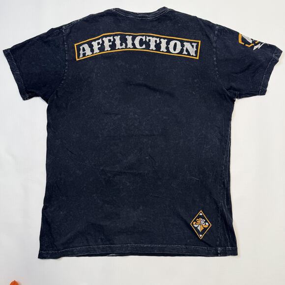 Affliction Shirt Mens Extra Large Black Live Fast Graphic Mineral Wash Tee Skull - Picture 2 of 7